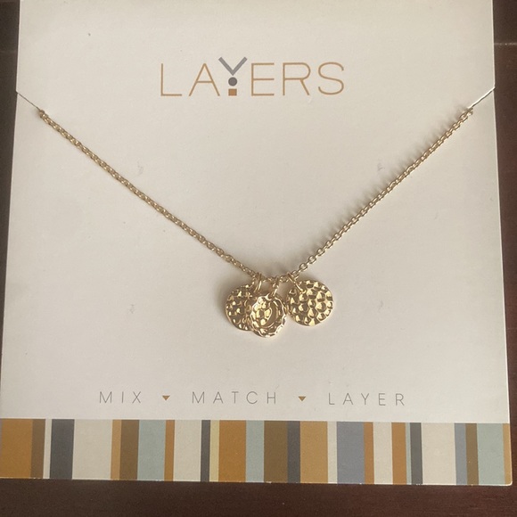 Brand New - Three Textured Circle necklace in Gold - Drawstring Adjuster - Picture 11 of 11